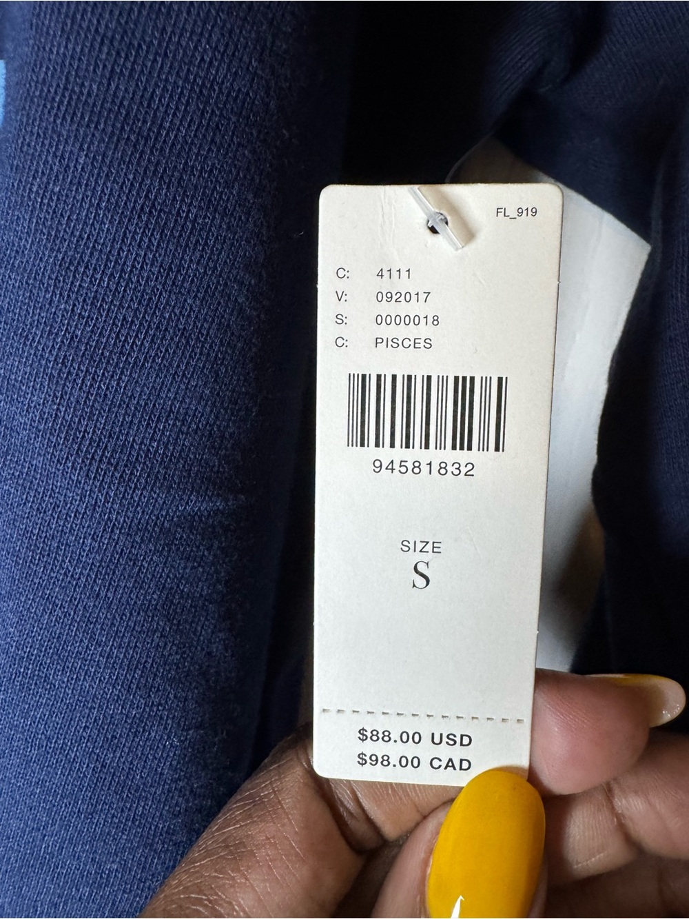 Anthropologie Catherine O'Sullivan Pisces Zodiac Sweatshirt Navy Blue Small NWT - Picture 5 of 6